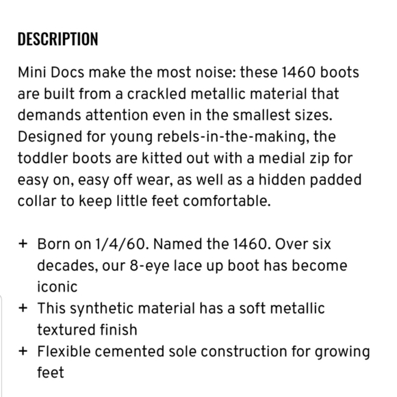 Dr. Martens | 1460 Crinkle Metallic Lace Up Boots - Picture 11 of 11